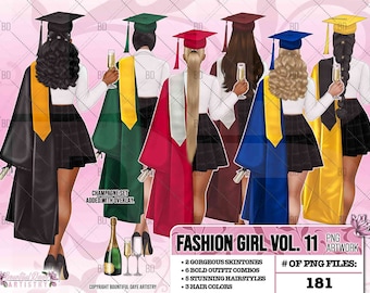 Graduate, Girl Fashion clipart, Boss Fashion clipart, Fashion Girl Clipart, Boss Girl clipart, Fashion Illustration, Afro lady clipart