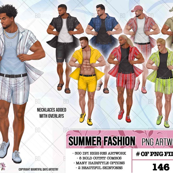 Summer Clipart, Beach clipart, Boyfriend clipart, Casual man clipart, Boy clipart, Male clipart, African american man clipart, Fashion PNG