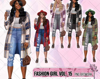 Girl Fashion clipart, Boss Fashion clipart, Fashion Girl Clipart, Boss Girl clipart, Fashion Illustration, Afro lady clipart Fall Fashion