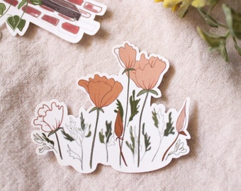 Waterproof Poppy Sticker | Die-cut Sticker | Water Bottle Sticker | Flower Sticker | Stationery | Paper Goods