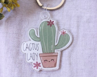 Cactus Lady Keychain | Plant Acrylic Keychain | Unique Gift Idea | Cute Accessories | Backpack Purse Keychain | Birthday Gift