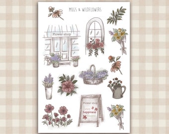 Sticker Sheet - Flower Shop | Journaling Stickers | Planner Stickers | Writing | Scrapbooking | Studying