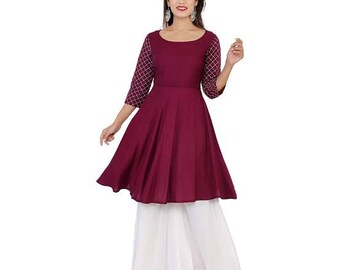 casual short frock with plazo