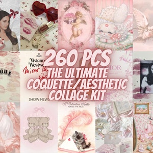 260 carteles de Dollette Coquette, decoración de habitación de Coquette, impresiones de Coquette de Lana Del Rey Vintage, Ballet Core, descarga digital, arte de pared con lazo