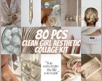 Clean Girl Aesthetic Collage Kit, Minimalist Beige Wall Prints (Digital Download)