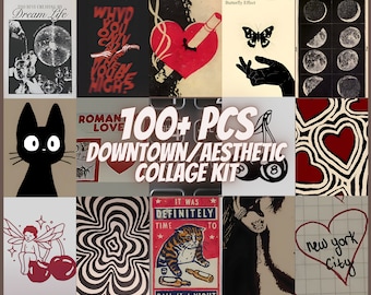 Kit de collage estético de chicas del centro de la ciudad (más de 100 piezas), pósteres urbanos de estilo grunge Y2K, ropa de calle femenina, decoración de habitación moderna, arte de pared genial Y2K