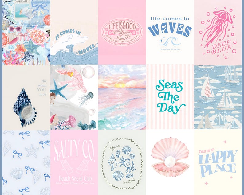 Coastal Granddaughter Aesthetic Collage Kit, 80 Prints (Digital Download) bild 3