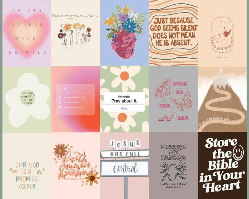 Christian Collage Kit (80 PCS) Bible Verse Wall Art (digital Download ...