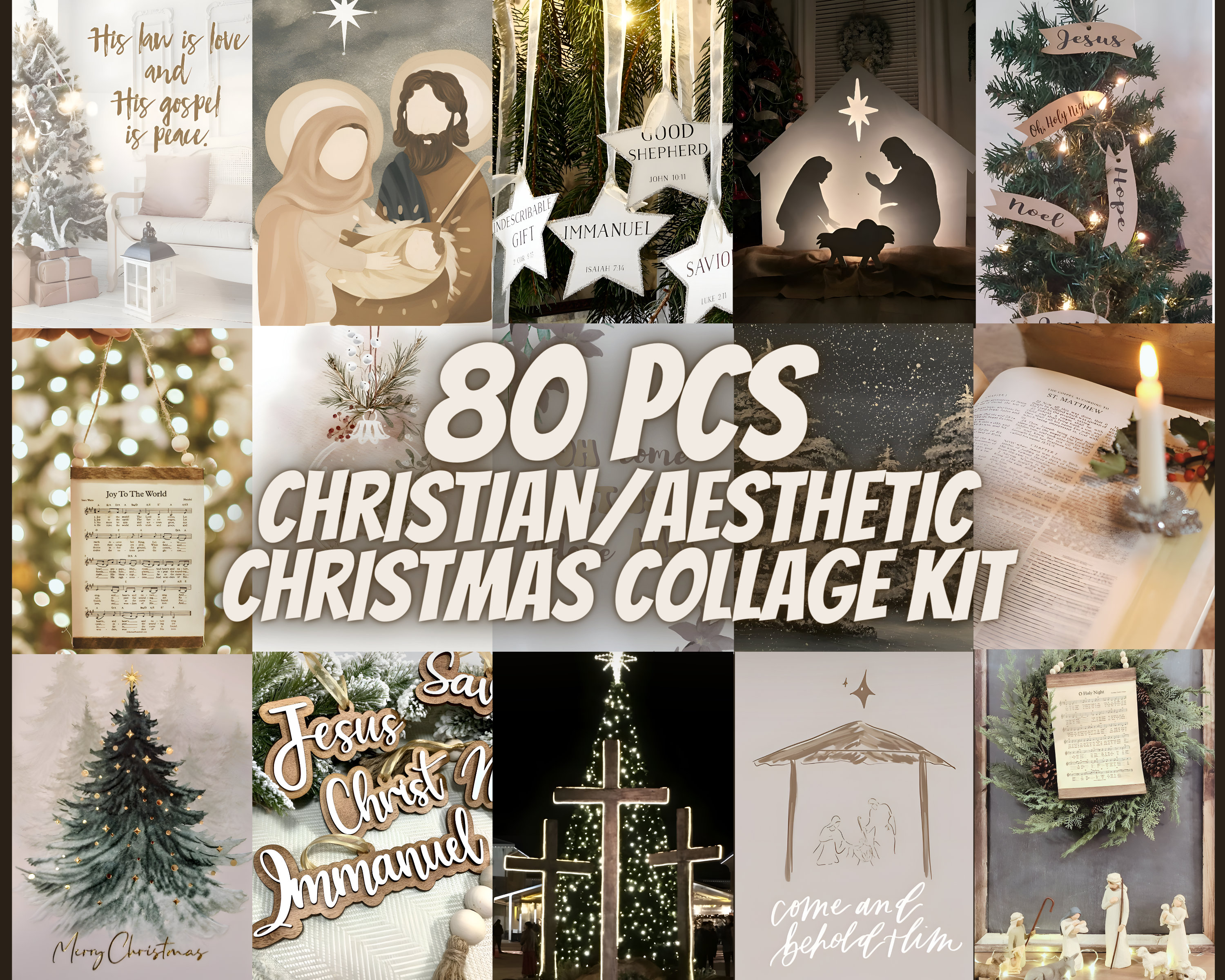 Christian Christmas Collage Kit, Nativity Art (digital Download) - Etsy, image size:3000x2400