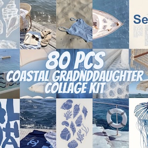 80 PCS Coastal Granddaughter Aesthetic collage kit, Vintage wall prints, Coastal Grandma Decor, Coastal cow girl, Coastal room decor, Poster