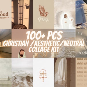 Christian Collage Kit, 100+ Neutral Bible Verse Prints (Digital Download)