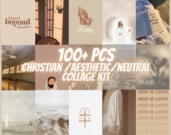 Christian Collage Kit, 100+ Neutral Bible Verse Prints (Digital Download)