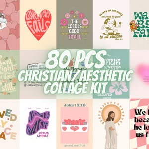 80 PCS Christian Collage Kit Aesthetic | Digital Download | Bible Verse | Jesus | Faith Religious | Christian Room Decor | vsco | Posters