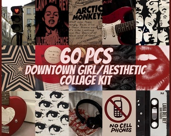 60 PCS Downtown Girl Aesthetic Collage Kit | y2k Aesthetic |Downtown Girl | Grunge Aesthetic | Downtown Girl Poster Set | Aesthetic Posters
