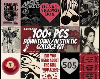 Kit de collage estético de chicas del centro de la ciudad con más de 100 pósteres urbanos de estilo grunge Y2K, decoración de habitaciones urbanas femeninas, arte de pared moderno para un ambiente moderno.