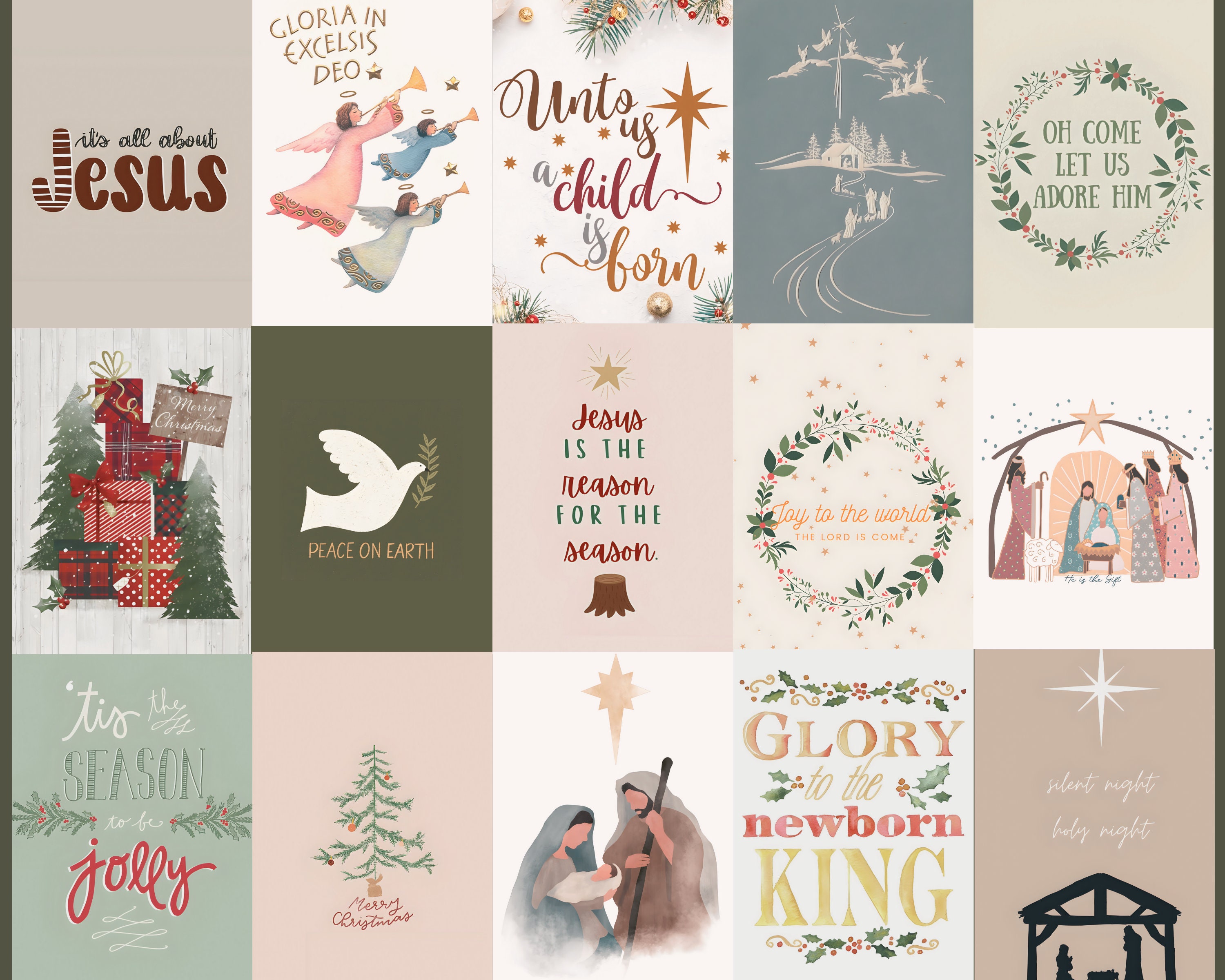 Christian Christmas Collage Kit, Bible Verse Art (digital Download) - Etsy