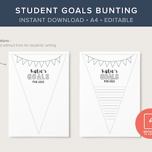 Student Goals Bunting, Back to School, INSTANT DOWNLOAD