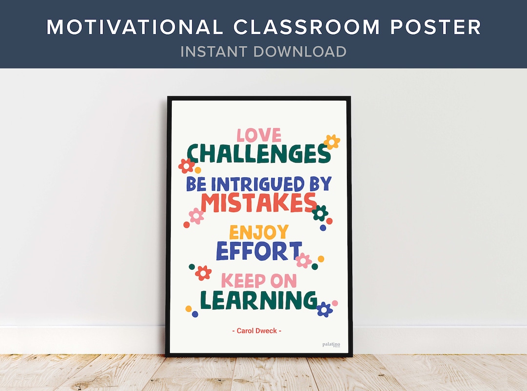 Motivational Poster for the Classroom, Growth Mindset Quote, INSTANT ...