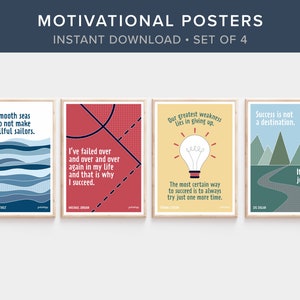 Motivational Posters, Set of 4, INSTANT DOWNLOAD