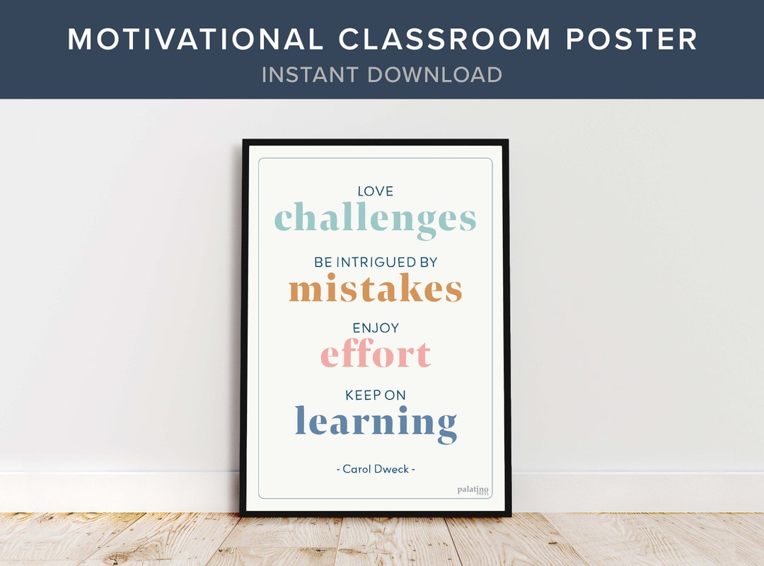 Motivational Poster for the Classroom, Growth Mindset Quote, INSTANT ...