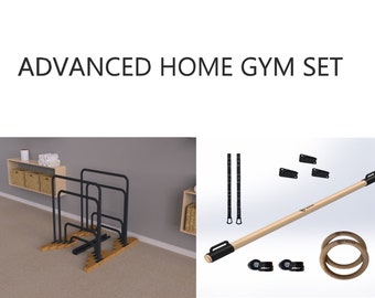 Advanced Home Gym Set  - Gymnastics Equipment  - Parallel Bars - Dips Bars-  - Crossfit - Calisthenics - Gymnastics Wood Metal Bars