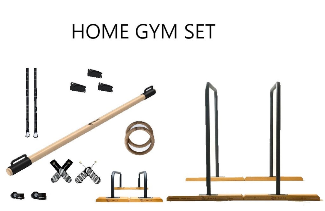 Home Gym Set Strap Ring Bar Dips Bars Gymnastic Rings Etsy