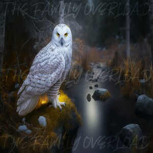 Snowy owl, Owl, Nature, Bird, Owls, Wildlife, Digital Art, Digital downloads, Forest Animals