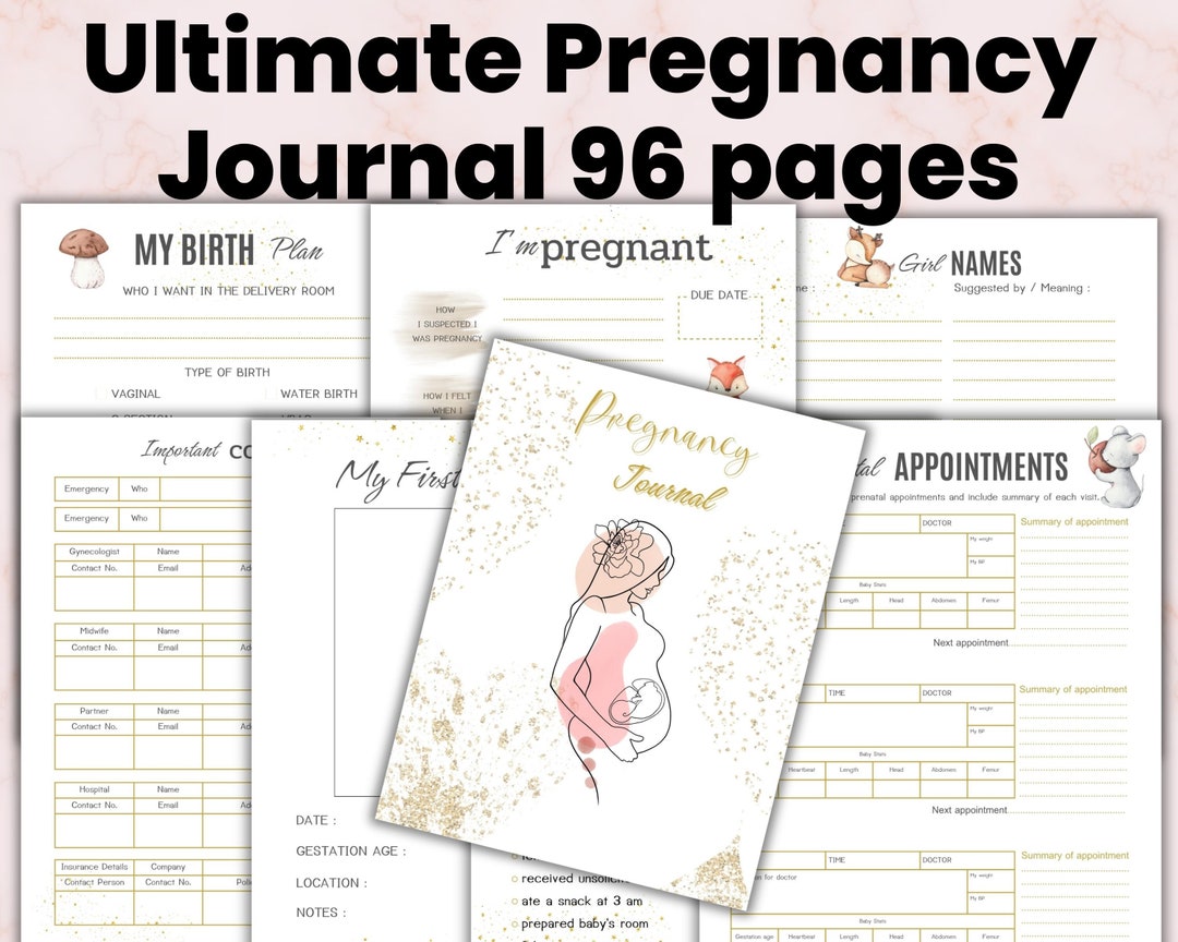 Printable Pregnancy Journal, Bump to Baby PDF File for Expecting Moms