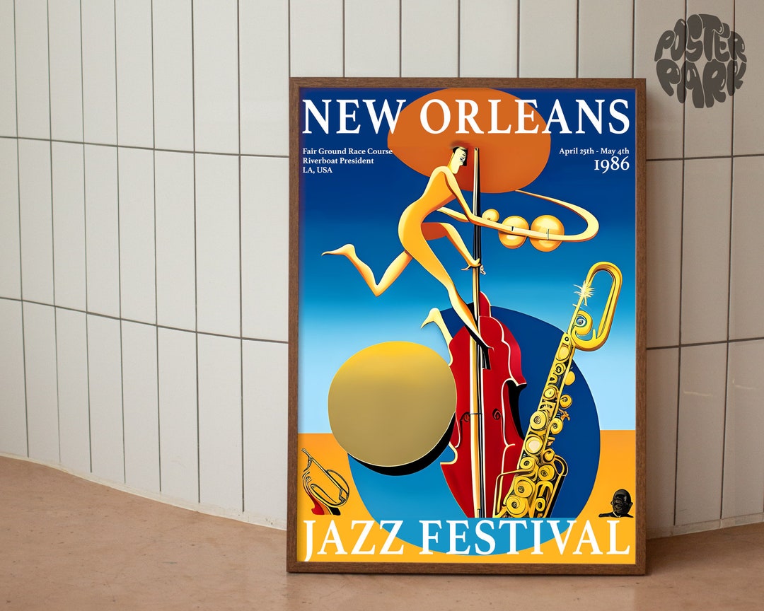 New Orleans Jazz Festival Poster Music Wall Print Jazz Fest Print Wall
