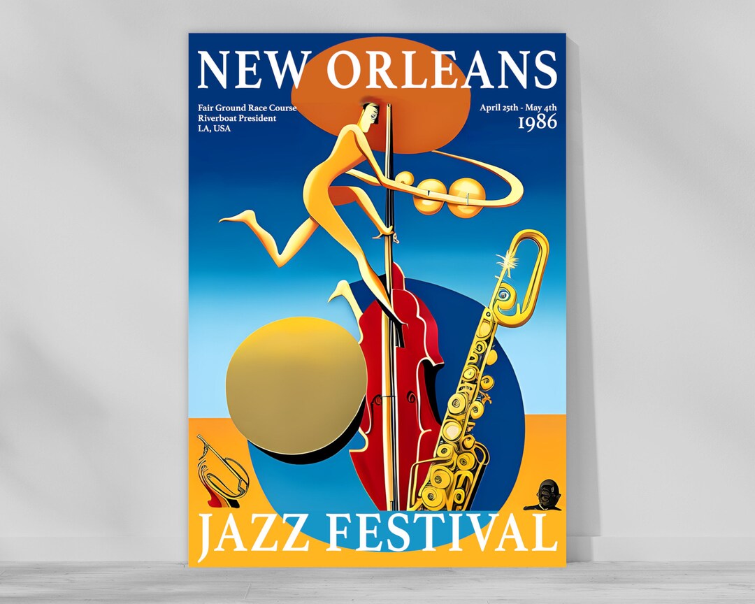 New Orleans Jazz Festival Poster Music Poster Interior Etsy
