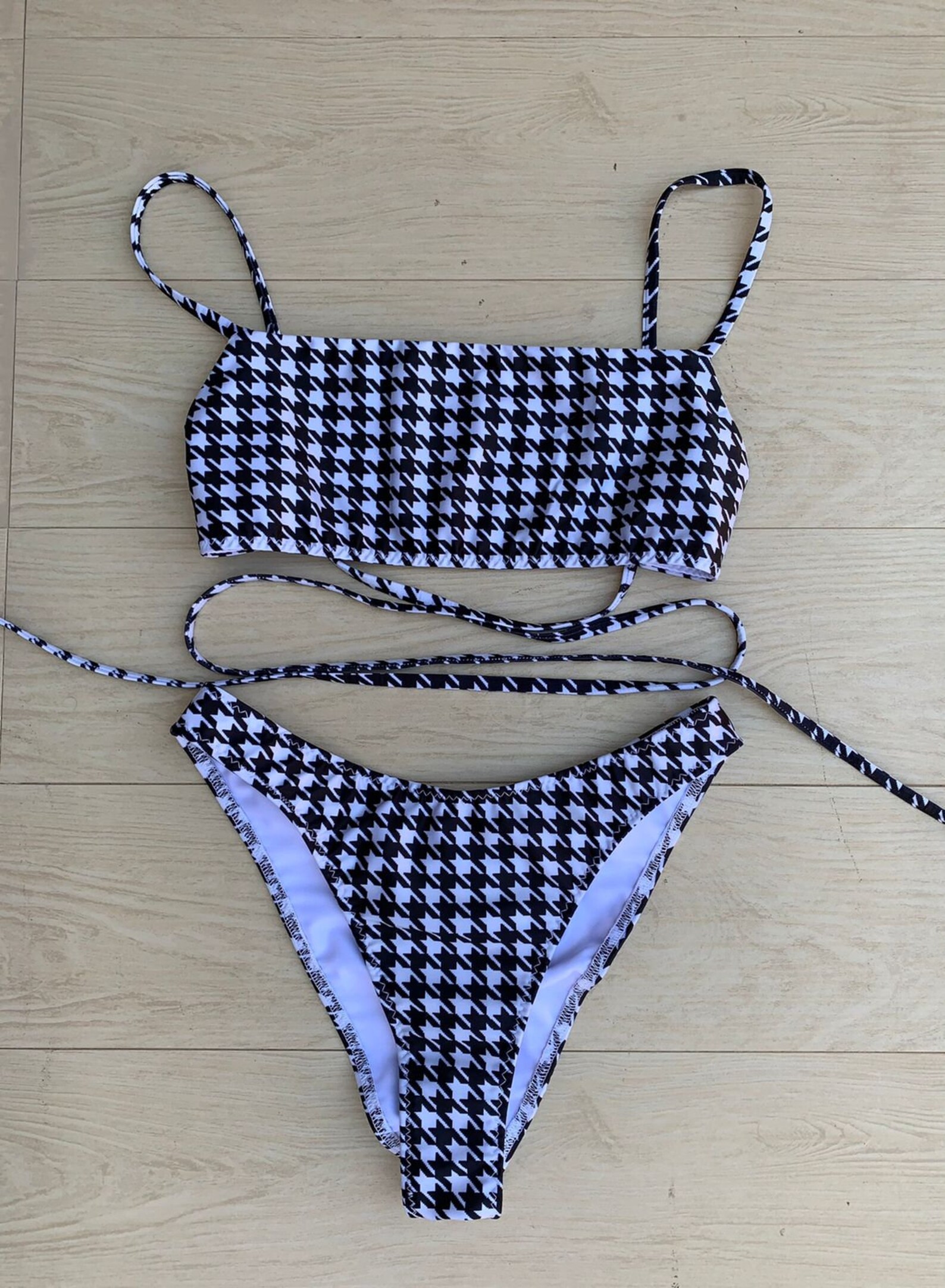 Black and White Bikini Set High Waist Bikini Etsy