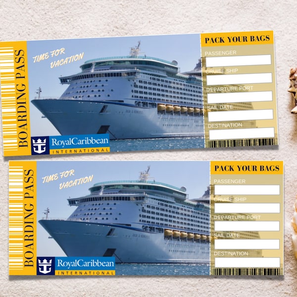Surprise Cruise Tickets, Printable Boarding Pass Cruise Tickets, Surprise Vacation Reveal, Royal Caribbean Cruise Printable