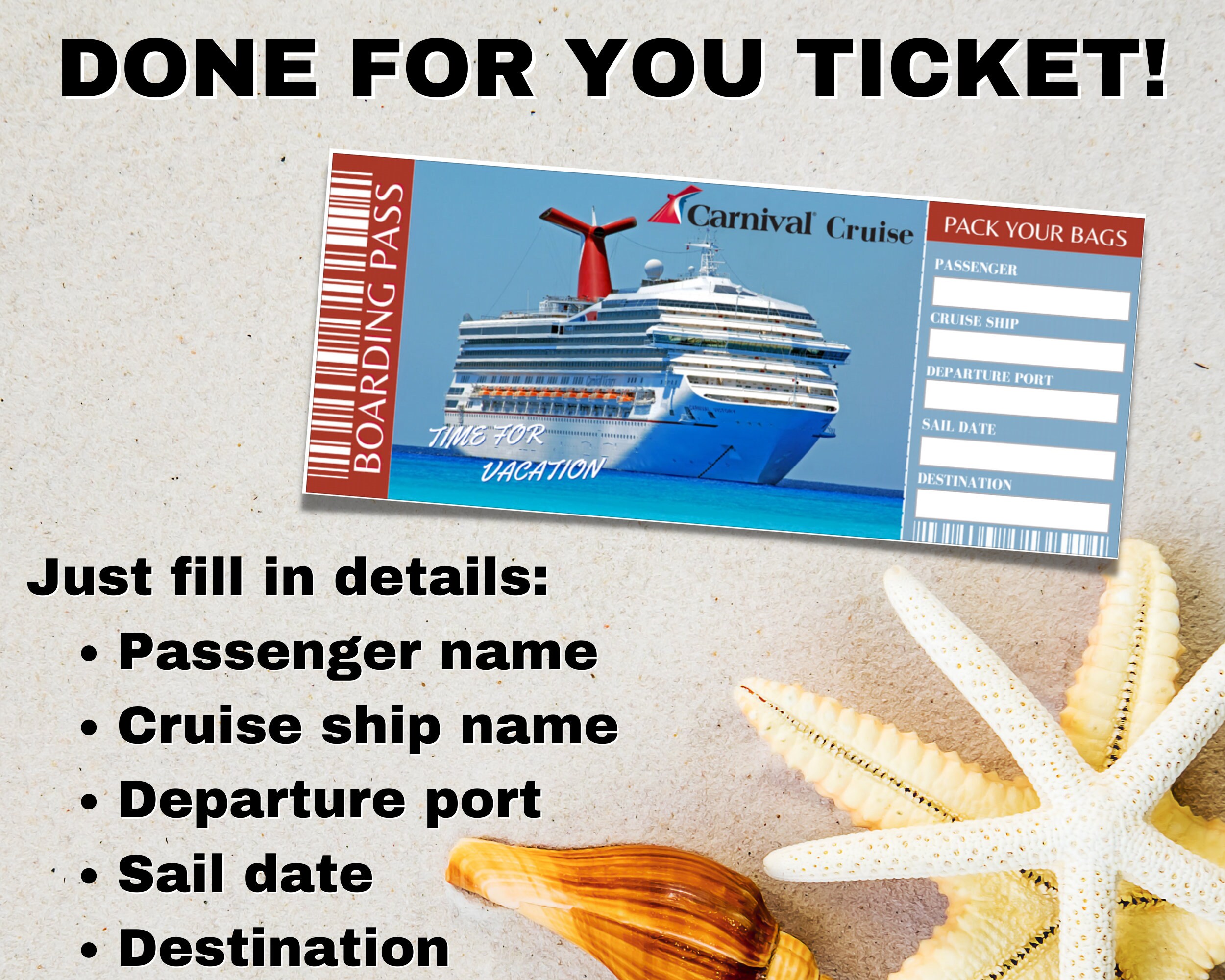 Editable Carnival Cruise Ticket Boarding Pass Surprise Etsy