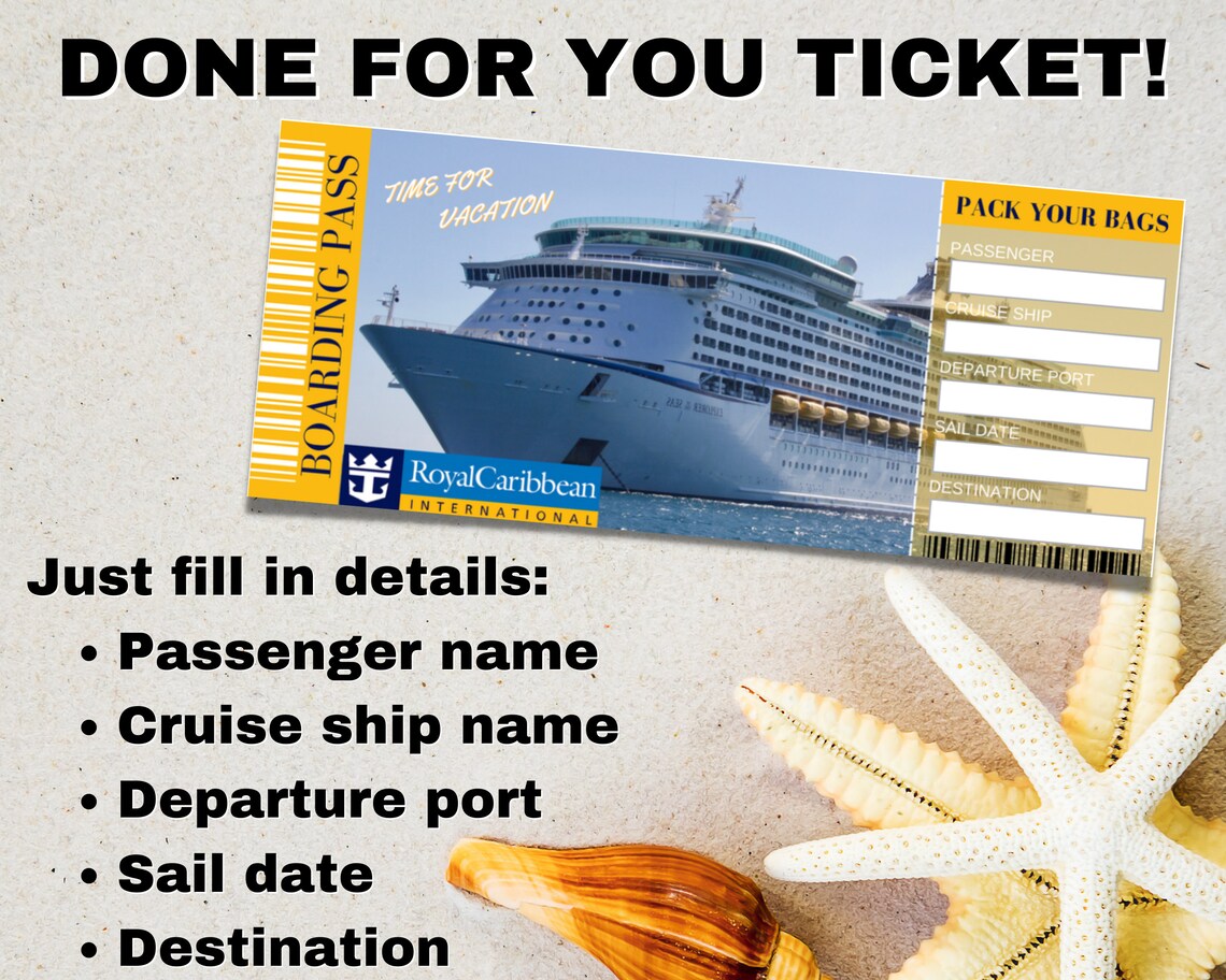 Surprise Cruise Tickets, Printable Boarding Pass Cruise Tickets, Surprise Vacation Reveal, Royal ...
