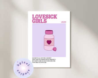 BP "LOVESICK GIRLS" Print - Digital Download, Trendy Wall Art, Minimalist Album Art, Printable Art, Aesthetic K-Pop Decor, Dorm Decor