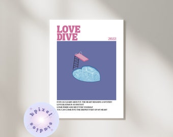 IVE "LOVE DIVE" Print - Digital Download, Trendy Wall Art, Minimalist Album Art, Printable Art, Aesthetic K-Pop Decor, Dorm Decor
