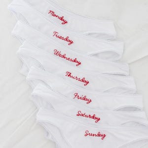 Hand Embroidered Days of the Week Undies