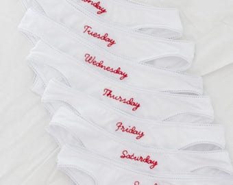 Hand Embroidered Days of the Week Undies