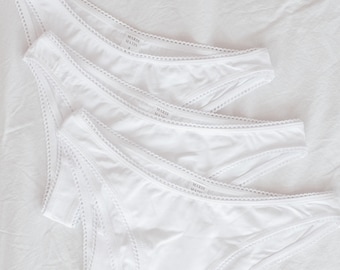 Conjunto de bragas de algodón blanco: ropa interior con ribete de encaje y corte francés