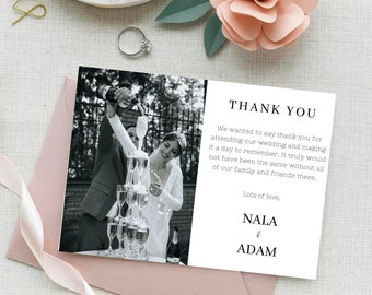 Wedding Thank You card template Digital Download, Printable Modern Thank you card with Photo, DIY thank you card, Modern thank you, classic