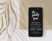 Minimal Modern Party Digital Invitation Template, Mobile Invitation, e-invite Phone Invitations, Simple Black and White Text Message Invite