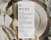 Classic Wedding Menu Template, Elegant Wedding Menu, Modern Script, Minimalist, Printable, Canva, Fully Editable, INSTANT Download, classic