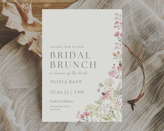 Bridal Brunch Invitation Template Editable Template DIY Instant Download Modern Floral Bridal Shower Brunch Invite Printable Bride invite