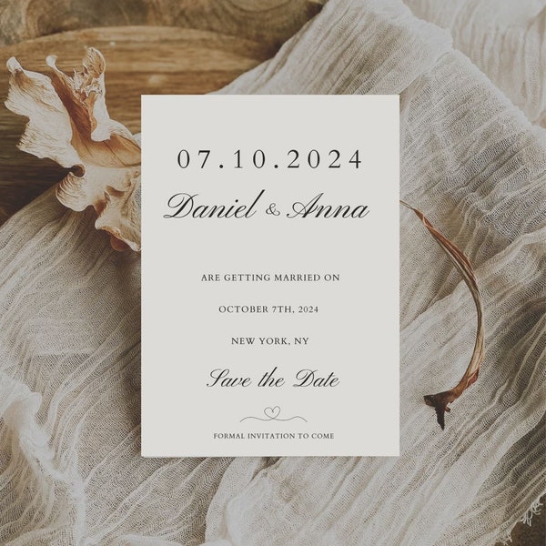 Elegante Save the Date Vorlage Download Individuell Moderne Einfache Save the Date Kartenvorlage Printable Save our date Einladung Klassische Hochzeit