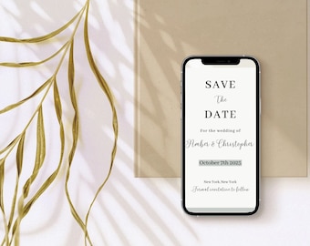 Elektronische Save The Date-sjabloon, moderne Save The Date-sjabloon downloaden, digitale Save The Date, minimalistische bruiloft Save The Dates