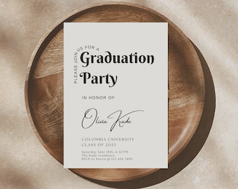 Graduation Invitation Template, Graduation Invitation, Modern Grad Invitation Graduation Invite Graduation Party Invitation Instant Download