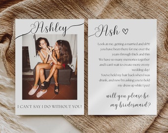 Will You Be My Bridesmaid | Bridesmaid Photo Card | Photo Bridesmaid Proposal | Modern Minimalist Wedding | Boho Bridesmaid Proposal | Photo
