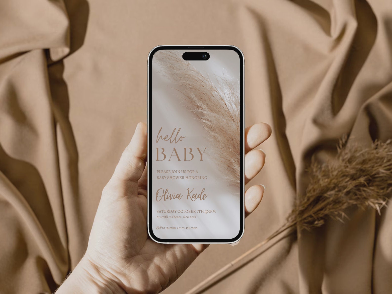 Boho Electronic Baby Shower Invitation Template Baby Shower Etsy