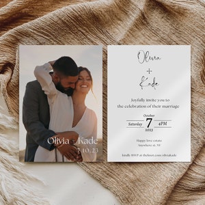 Minimalist Wedding Invitation Template, Editable Minimalist Wedding Invite, Modern Wedding Invite, Photo Wedding Invitation, Winter Wedding