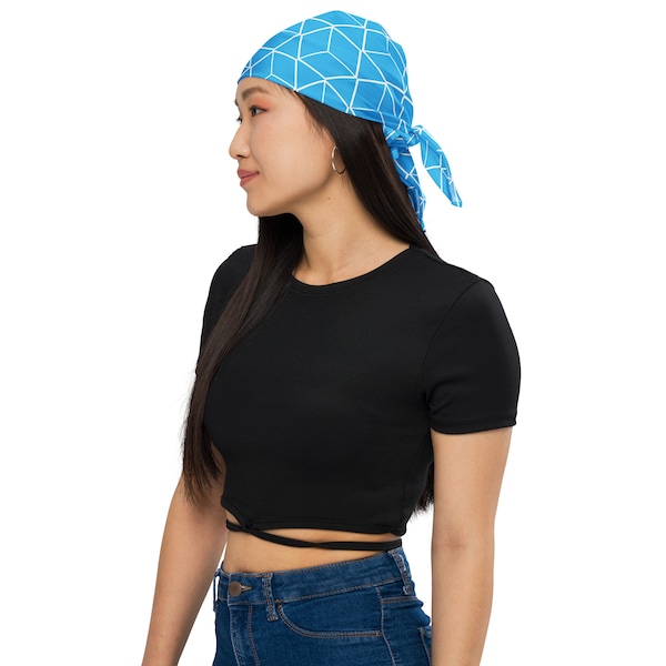 Deep Sky Blue Geometric Pattern Bandana